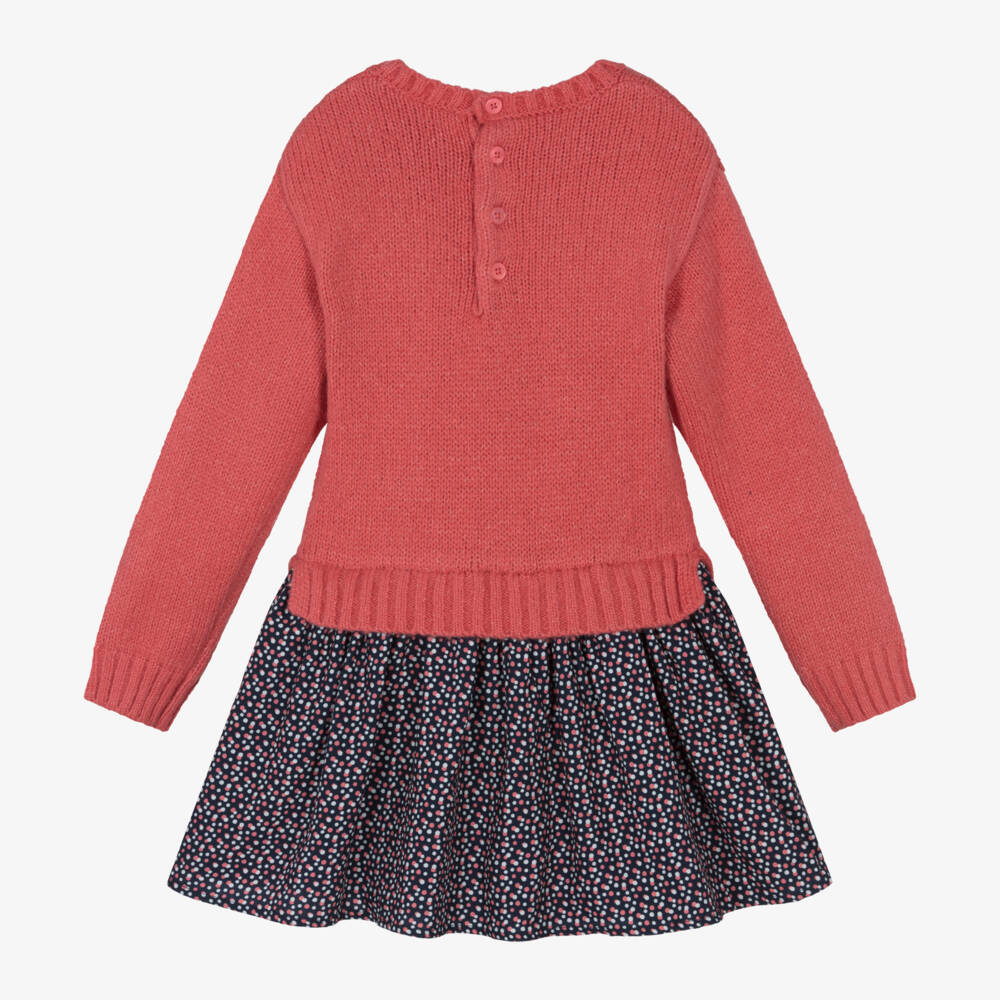 Boboli-فستان بطبعة ورود لون أزرق وزهري | Childrensalon Outlet