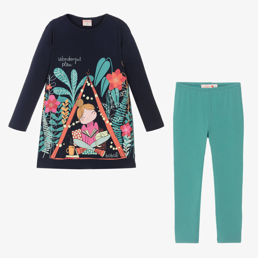 Boboli-Girls Navy Leggings Outfit | Childrensalon Outlet