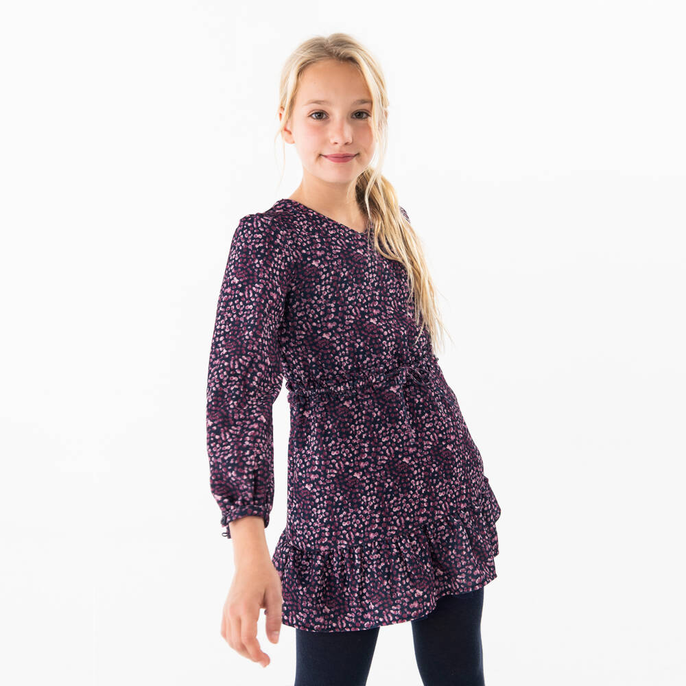 Boboli-Girls Navy & Violet Crêpe Dress | Childrensalon Outlet