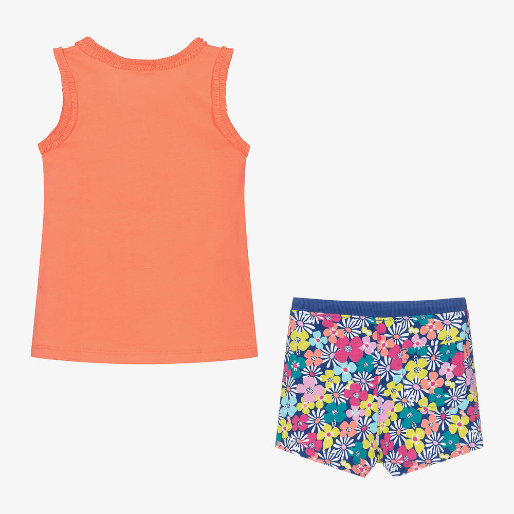 Boboli-Girls Orange & Blue Bee Shorts Set | Childrensalon Outlet