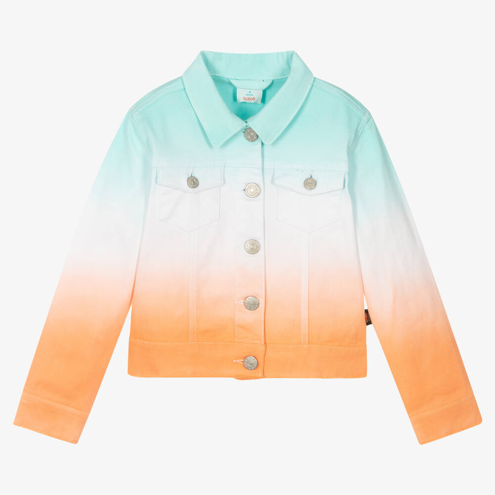 Boboli - Girls Orange & Blue Cotton Jacket | Childrensalon
