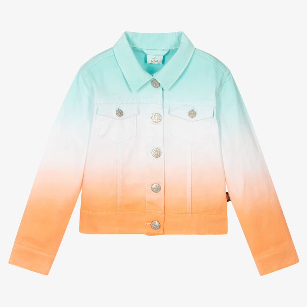 Boboli Girls Orange Blue Cotton Jacket Childrensalon Outlet