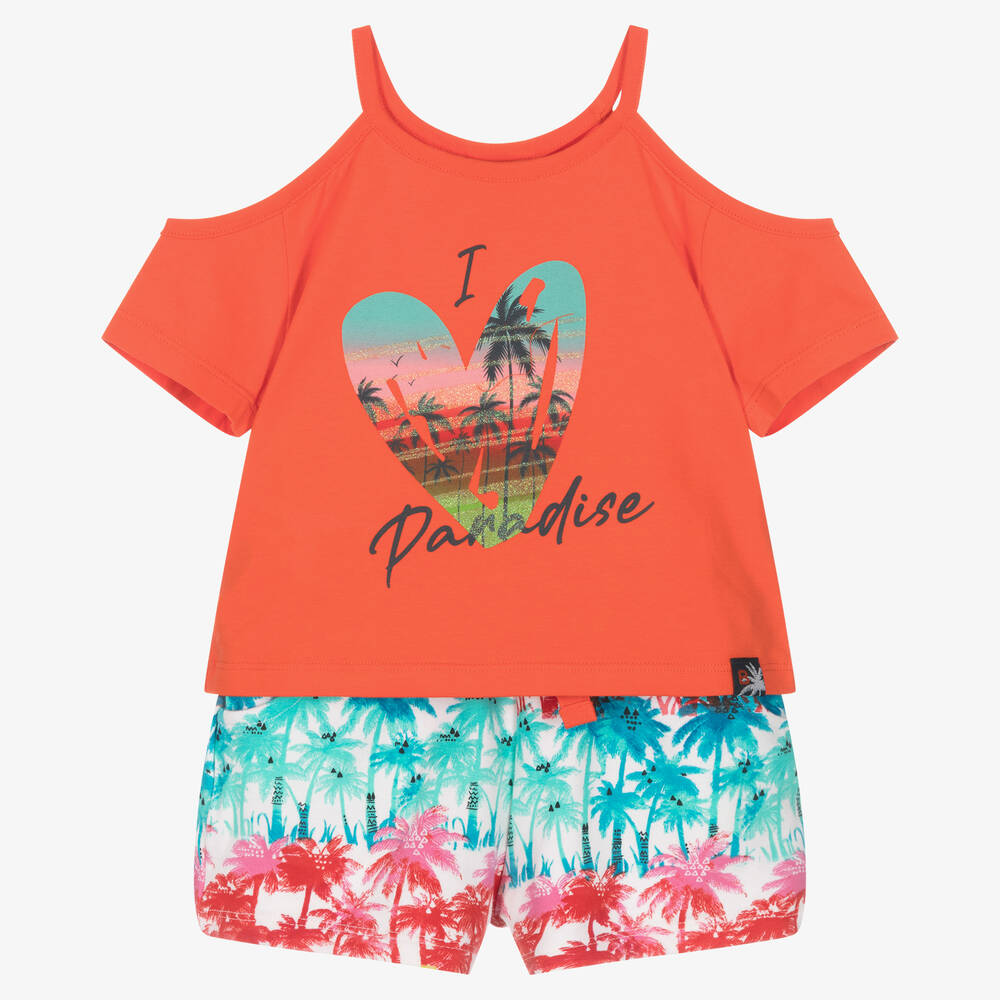 Boboli - Ensemble short orange fille | Childrensalon