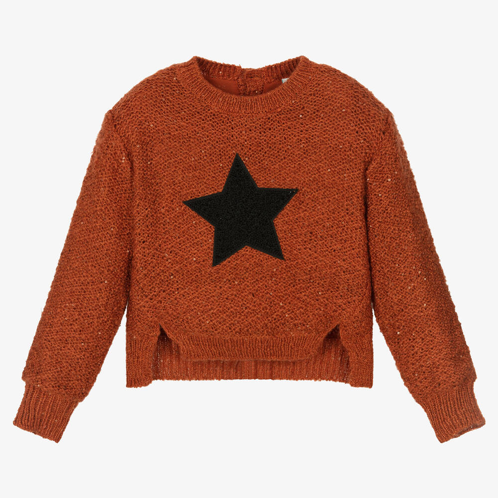 Boboli - Girls Orange Knitted Sweater | Childrensalon