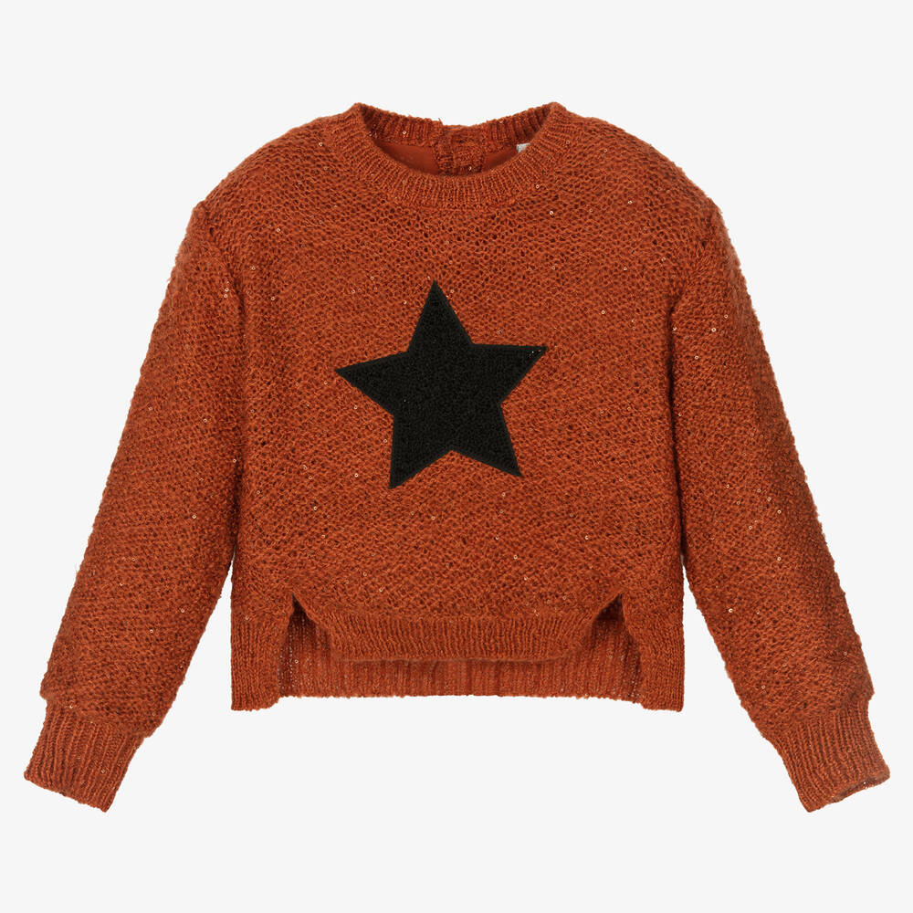 Boboli-Girls Orange Knitted Sweater | Childrensalon Outlet