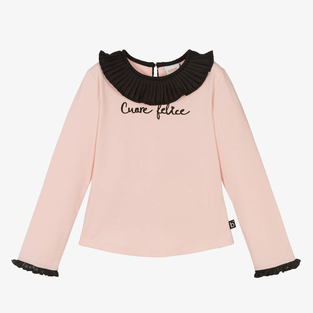 Boboli - Haut à col rose en coton Fille | Childrensalon