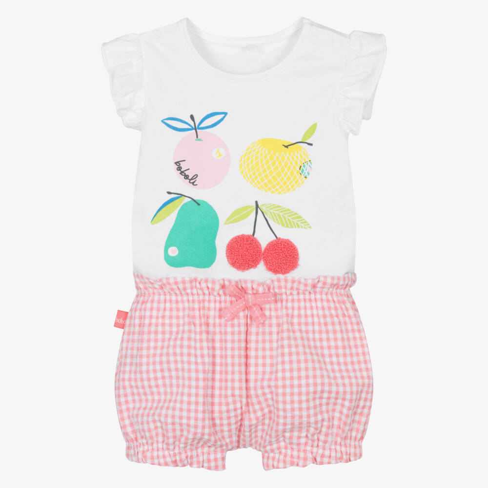 Boboli-طقم صيفي وردي وأبيض للبنات | Childrensalon Outlet