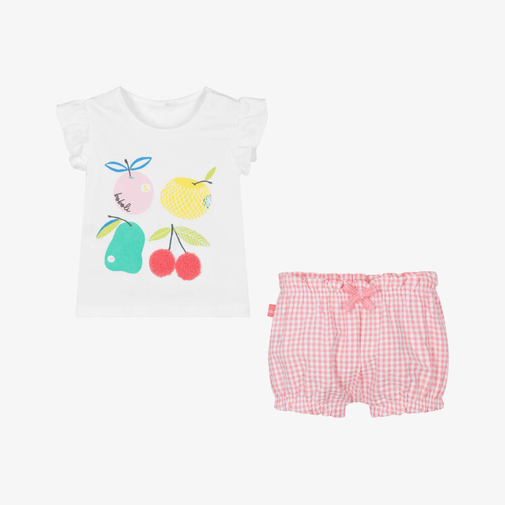 Boboli-Летний комплект розовый и белый для девочек | Childrensalon Outlet