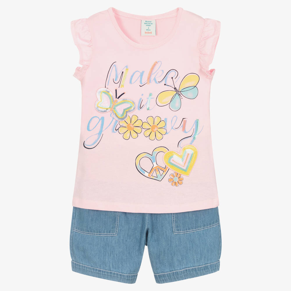 Boboli - Baumwollshorts in Rosa und Blau | Childrensalon