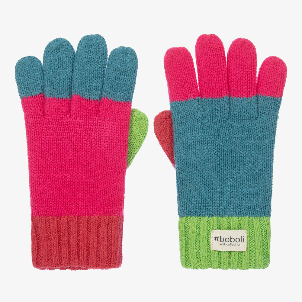 Boboli - Girls Pink & Blue Gloves | Childrensalon