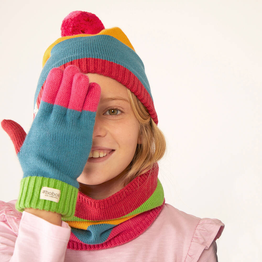 Boboli-Girls Pink & Blue Gloves | Childrensalon Outlet