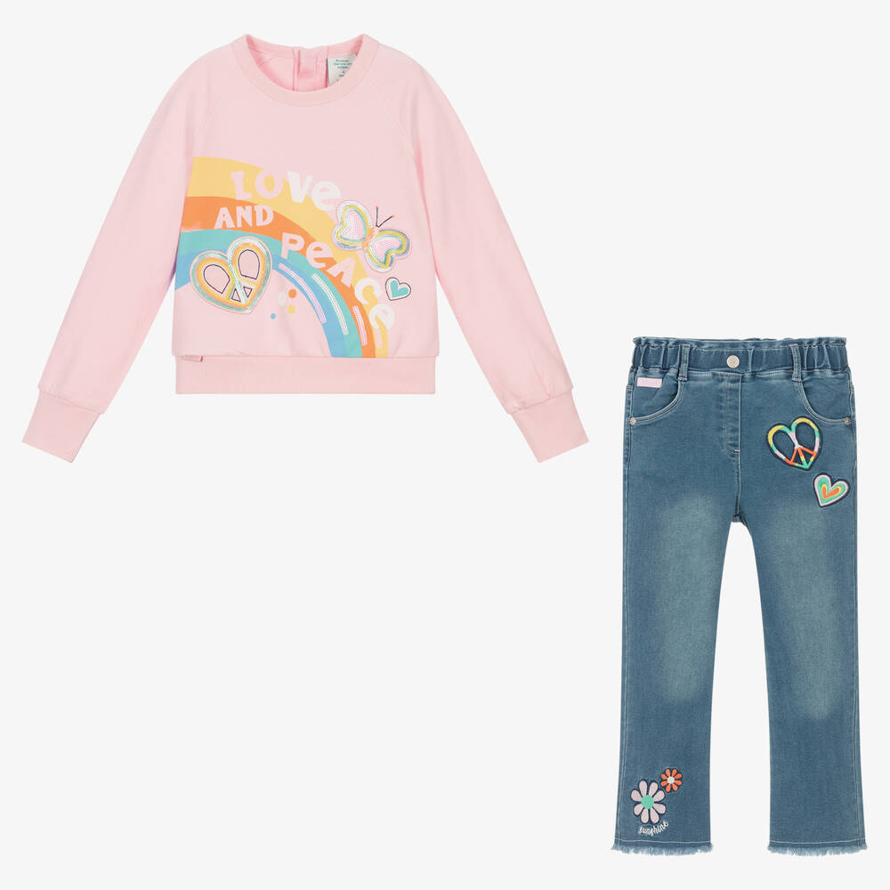 Boboli-Розовый топ и голубые брюки | Childrensalon Outlet