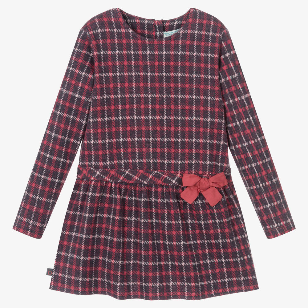 Boboli - طقم فستان مزيج قطن كاروهات لون زهري | Childrensalon