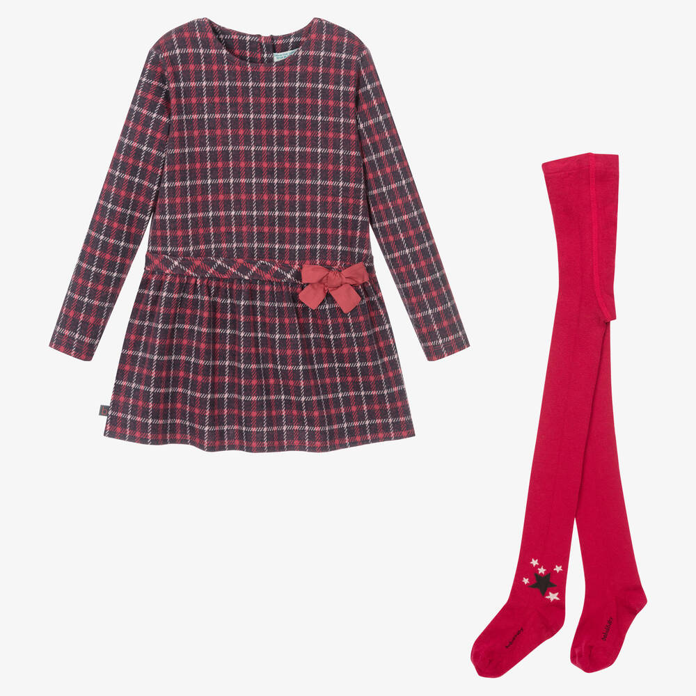 Boboli-Girls Pink Check Dress Set | Childrensalon Outlet