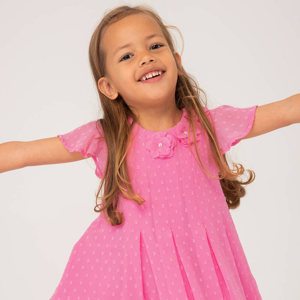 Boboli Robe rose en mousseline fille