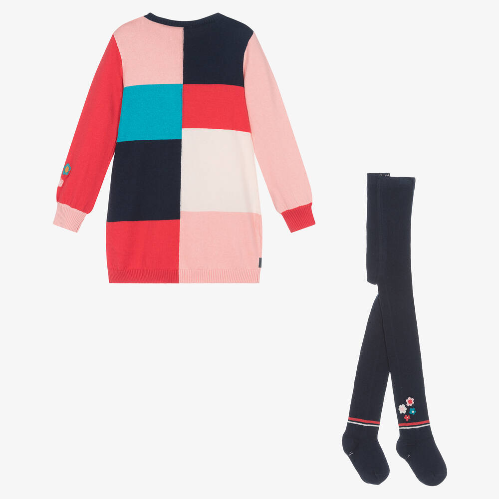 Boboli-Girls Pink Colourblock Cotton Dress Set | Childrensalon Outlet