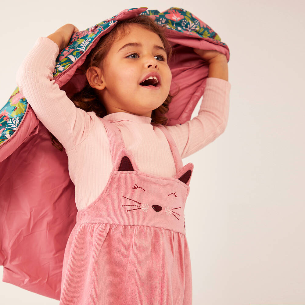 Boboli-طقم فستان قطن جيرسي لون زهري | Childrensalon Outlet