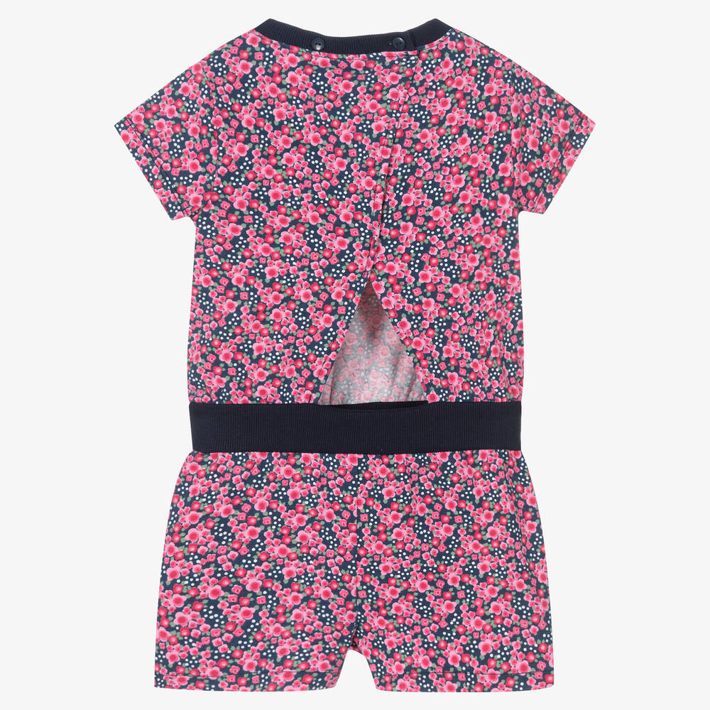 Boboli-Girls Pink Cotton Floral Playsuit | Childrensalon Outlet