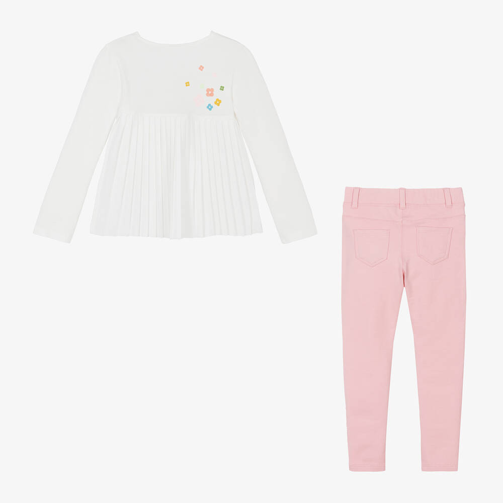 Boboli-Girls Pink Cotton Fruit Leggings Set | Childrensalon Outlet
