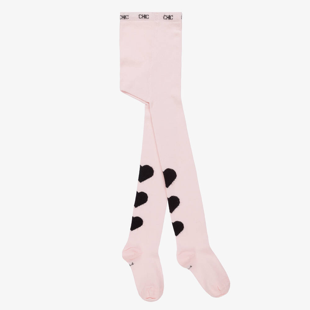 Boboli - Collants roses en coton Cœur Fille | Childrensalon