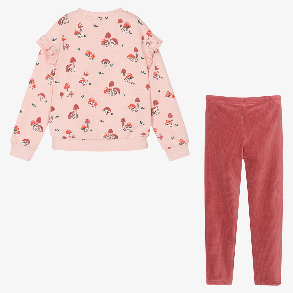 Boboli-Girls Pink Cotton Mushroom Leggings Set | Childrensalon Outlet