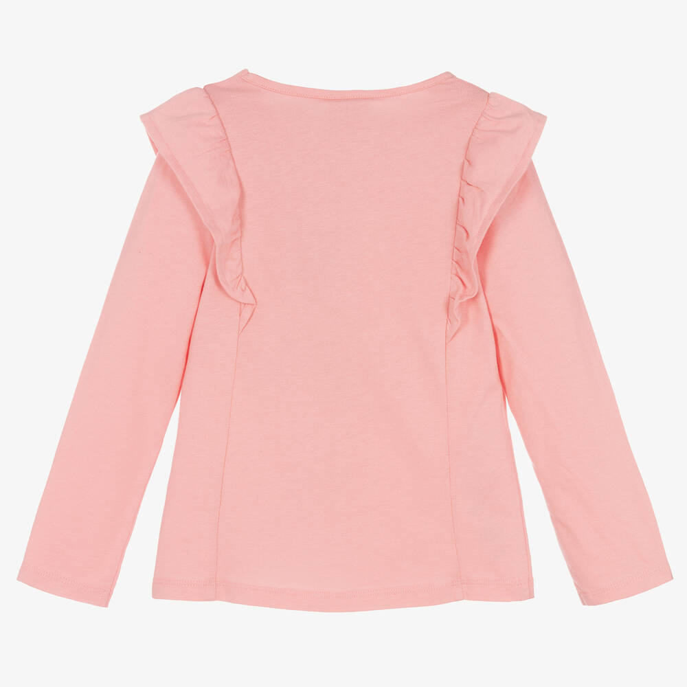 Boboli-Girls Pink Cotton Ruffle Top | Childrensalon Outlet