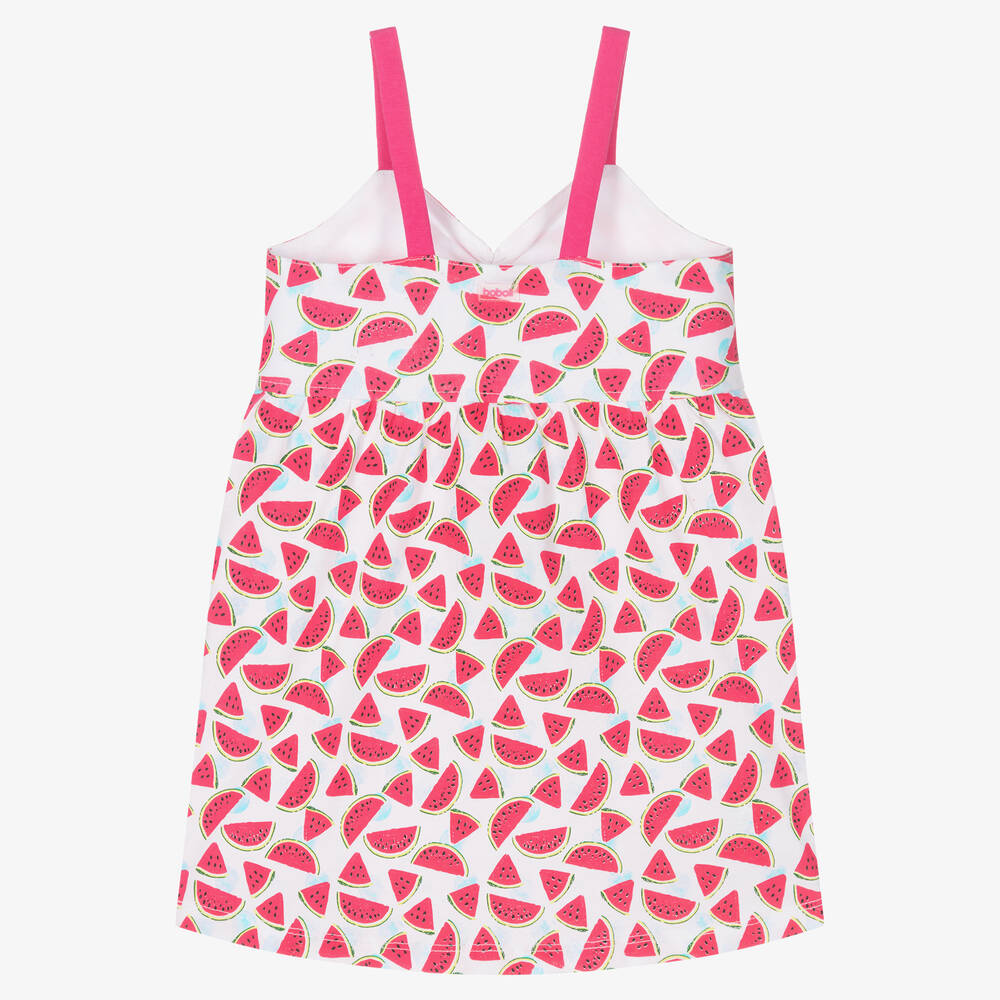 Boboli-Girls Pink Cotton Watermelon Print Dress | Childrensalon Outlet