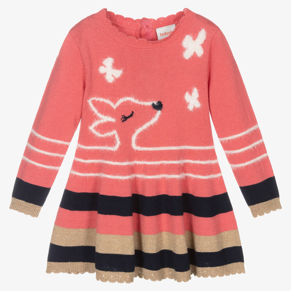 Boboli - Розовое платье с олененком и колготки для девочек | Childrensalon