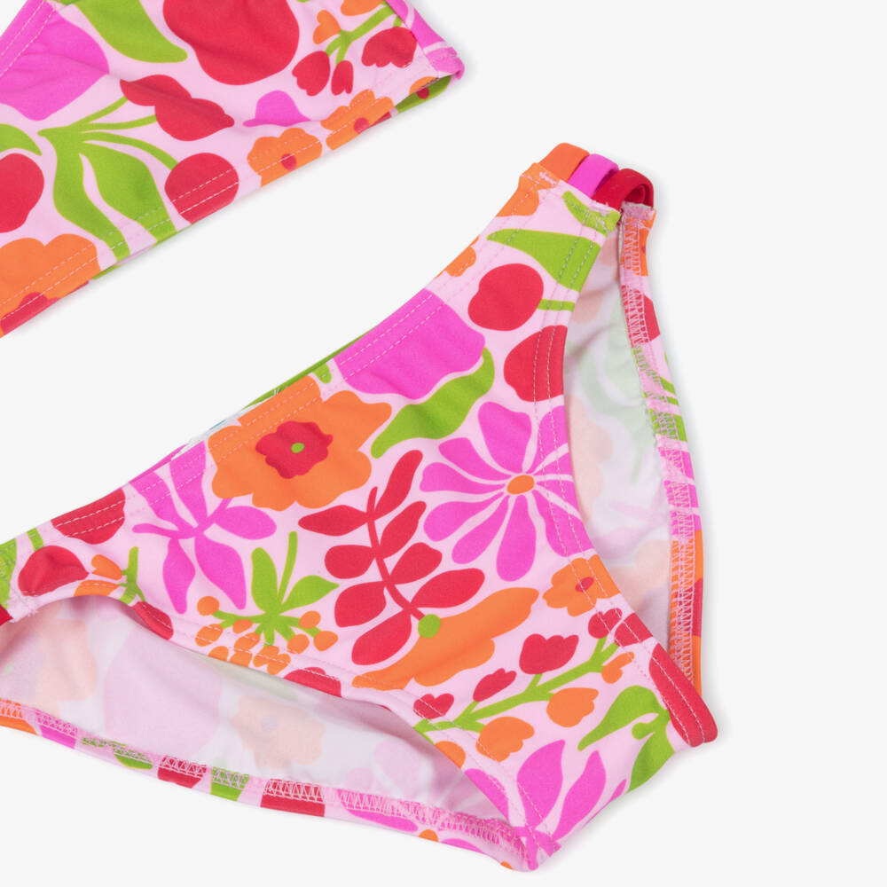 Boboli-Girls Pink Floral Asymmetric Bikini | Childrensalon Outlet