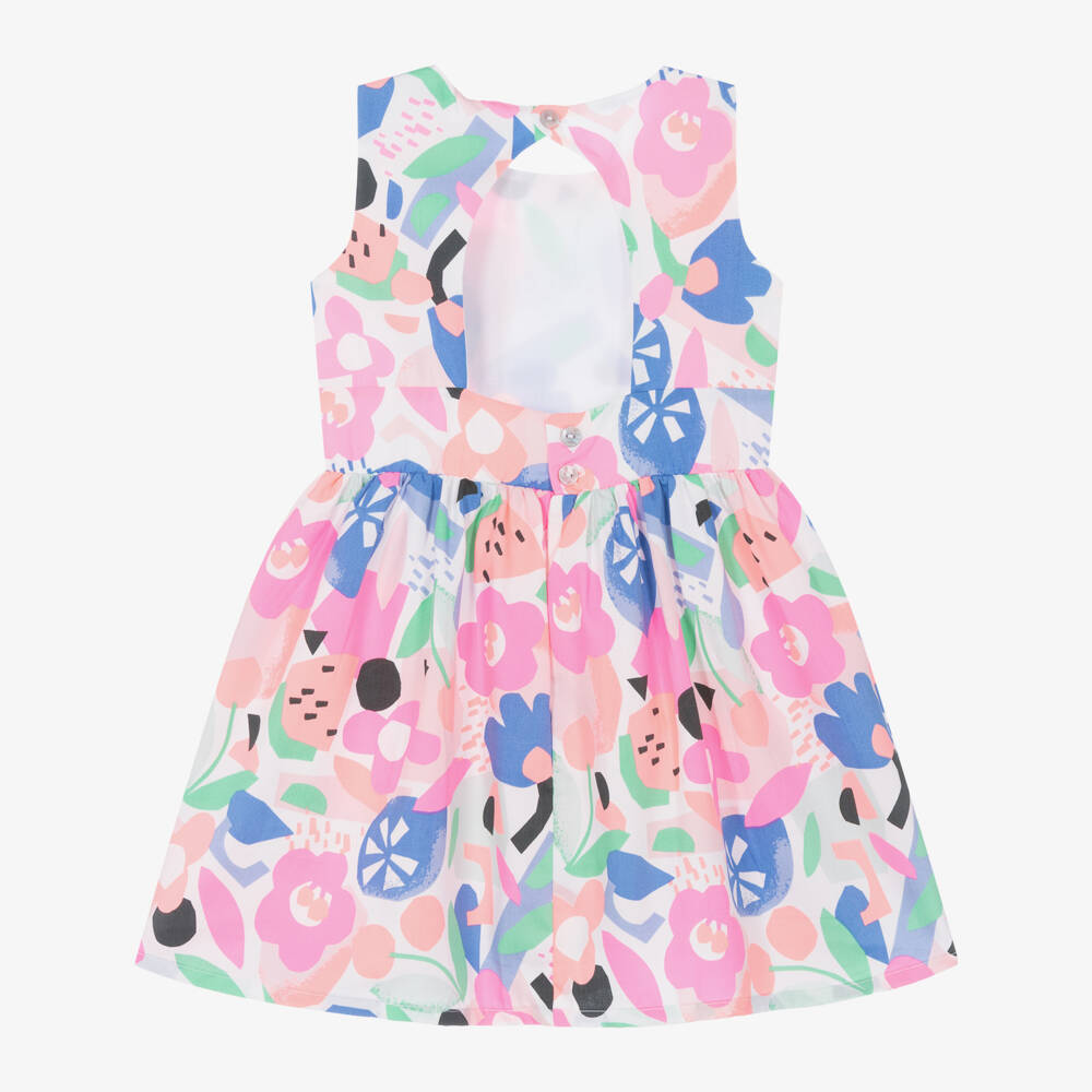 Boboli-Girls Pink Floral Cotton Dress | Childrensalon Outlet