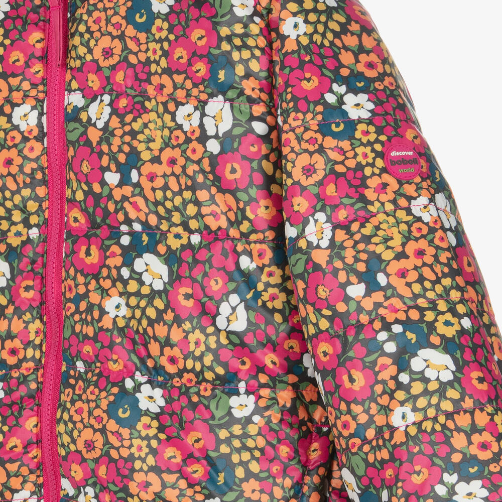Boboli-Girls Pink Floral Reversible Coat | Childrensalon Outlet