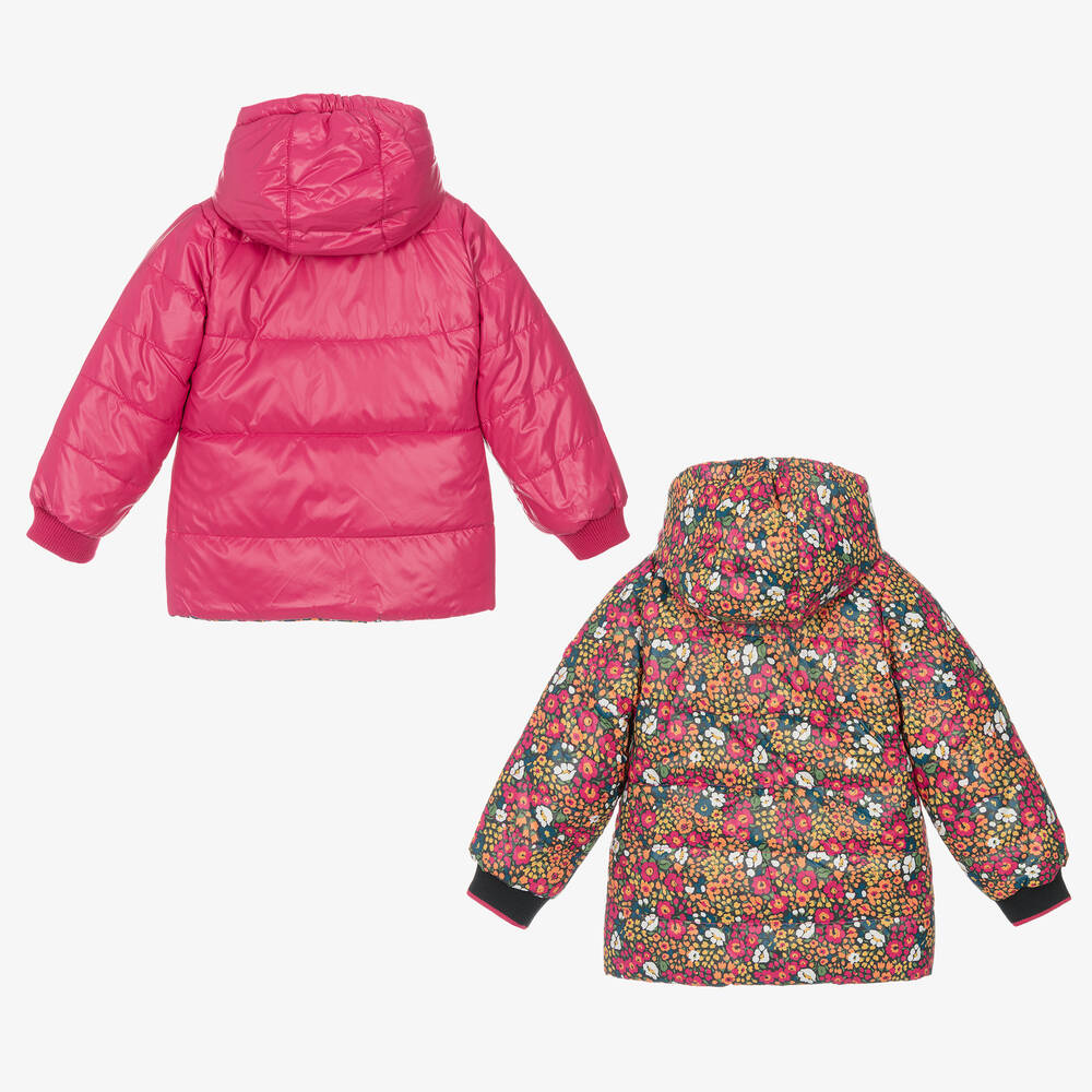 Boboli-Girls Pink Floral Reversible Coat | Childrensalon Outlet