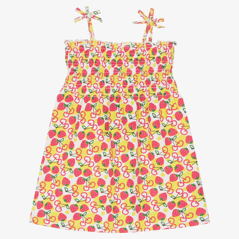 Boboli - طقم فستان شاطيء قطن لون أخضر وزهري | Childrensalon