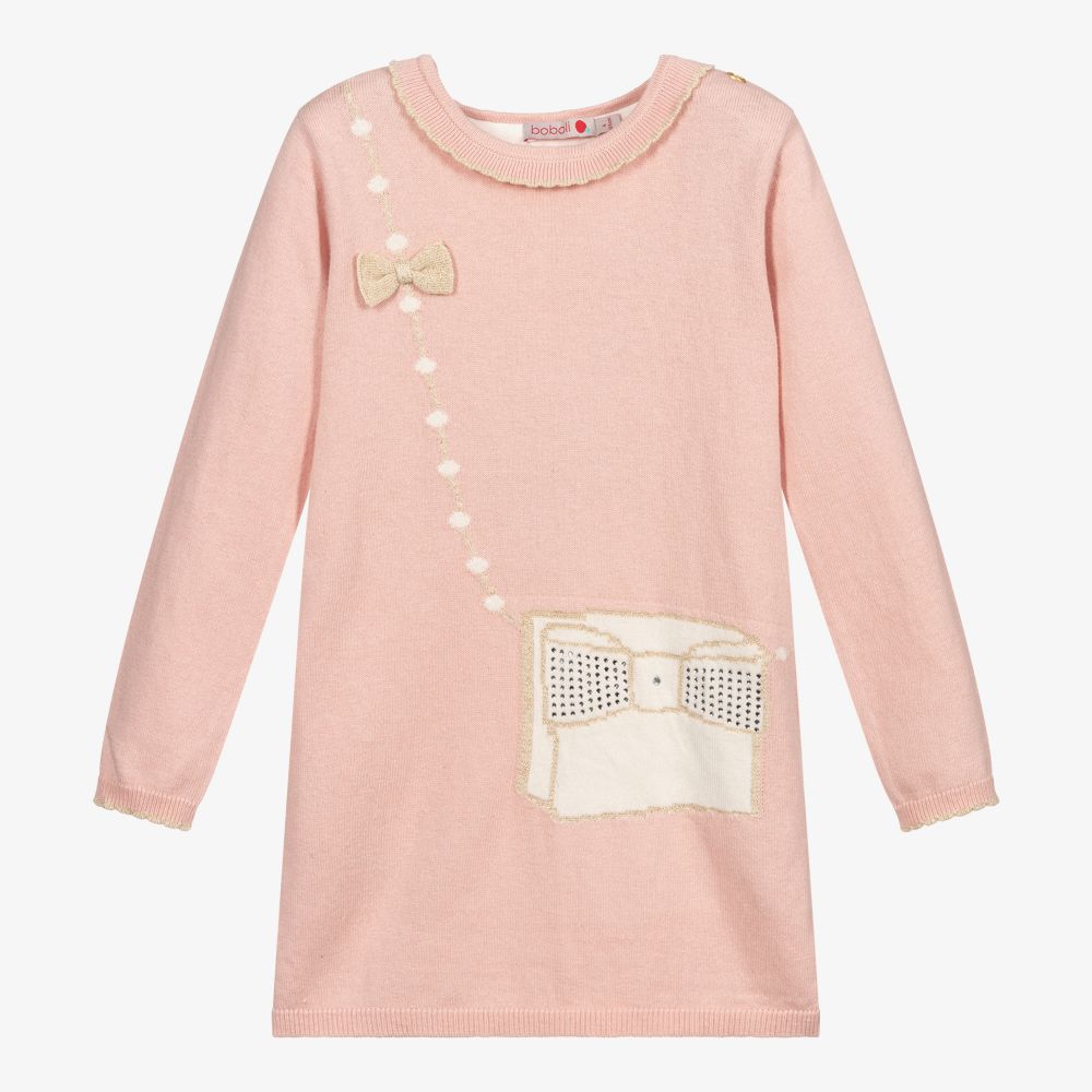Boboli - Girls Pink Knitted Dress | Childrensalon