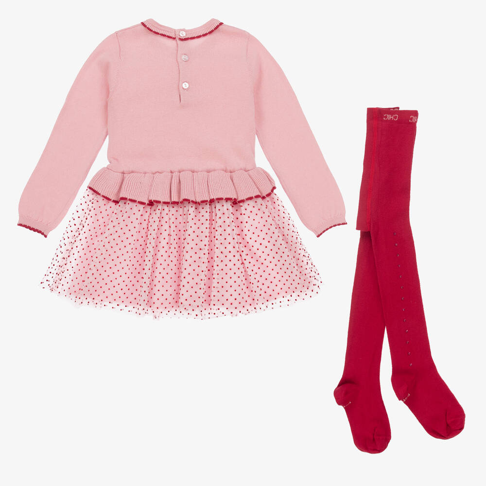 Boboli-Girls Pink & Red Knit Mushroom Dress Set | Childrensalon Outlet