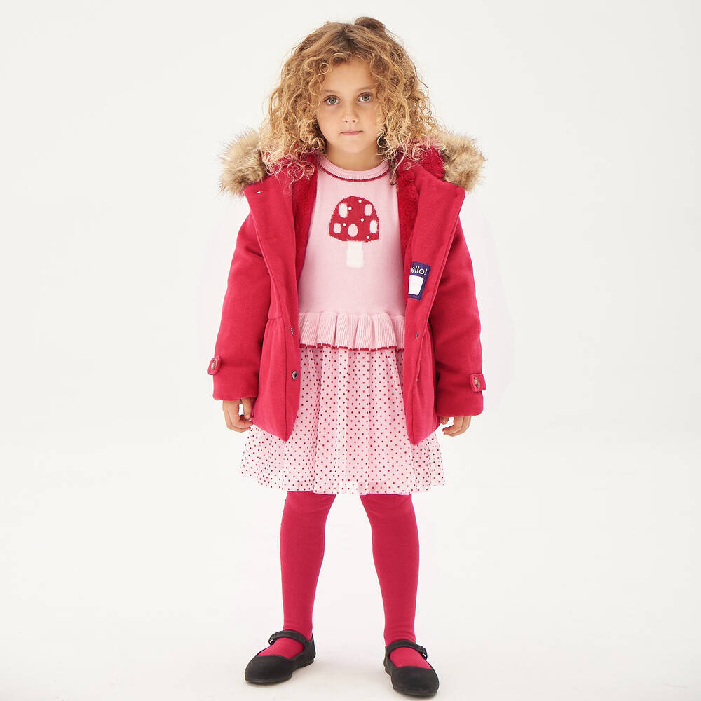 Boboli-Girls Pink & Red Knit Mushroom Dress Set | Childrensalon Outlet