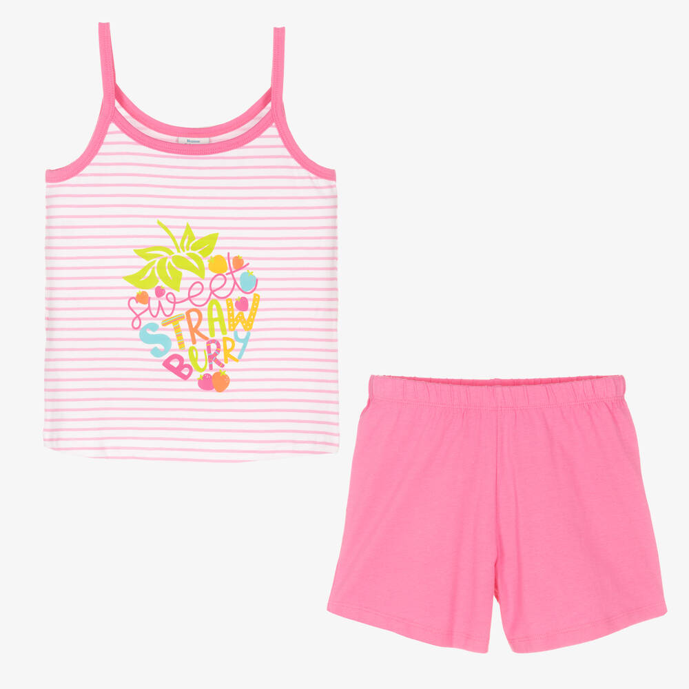 Boboli-Короткая розовая пижама из хлопка в полоску | Childrensalon Outlet