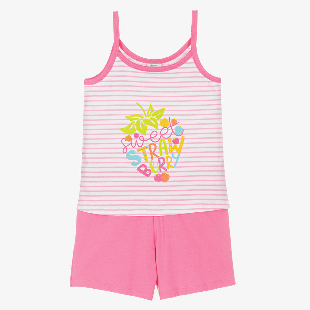 Boboli-Короткая розовая пижама из хлопка в полоску | Childrensalon Outlet
