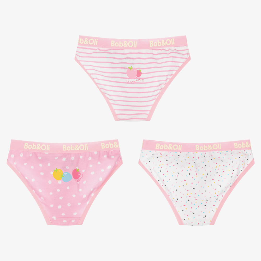 بوبولي-سروال داخلي قطن جيرسي لون أزرق وأبيض للبنات (عدد 3) | Childrensalon Outlet