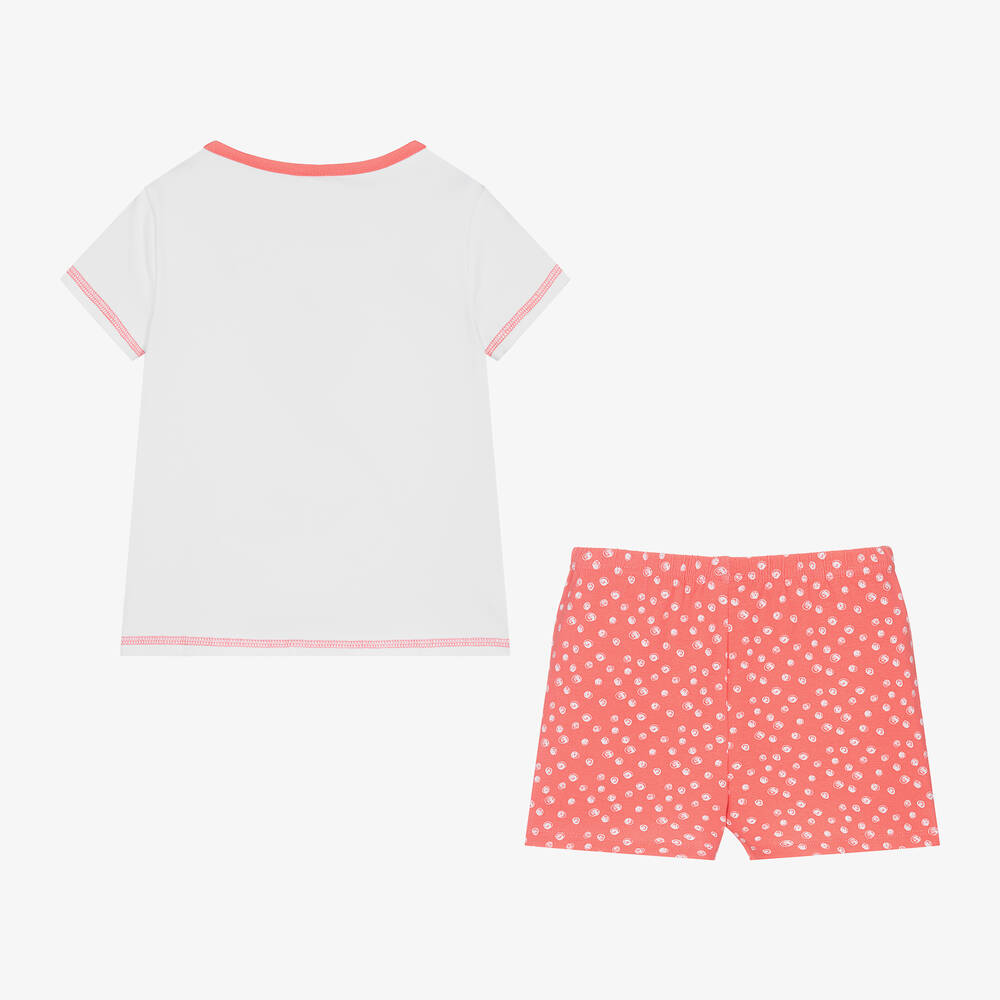 Boboli-Girls Pink & White Cotton Short Pyjamas | Childrensalon Outlet