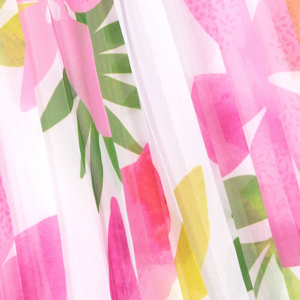 Boboli-Girls Pink & White Floral Chiffon Dress | Childrensalon Outlet