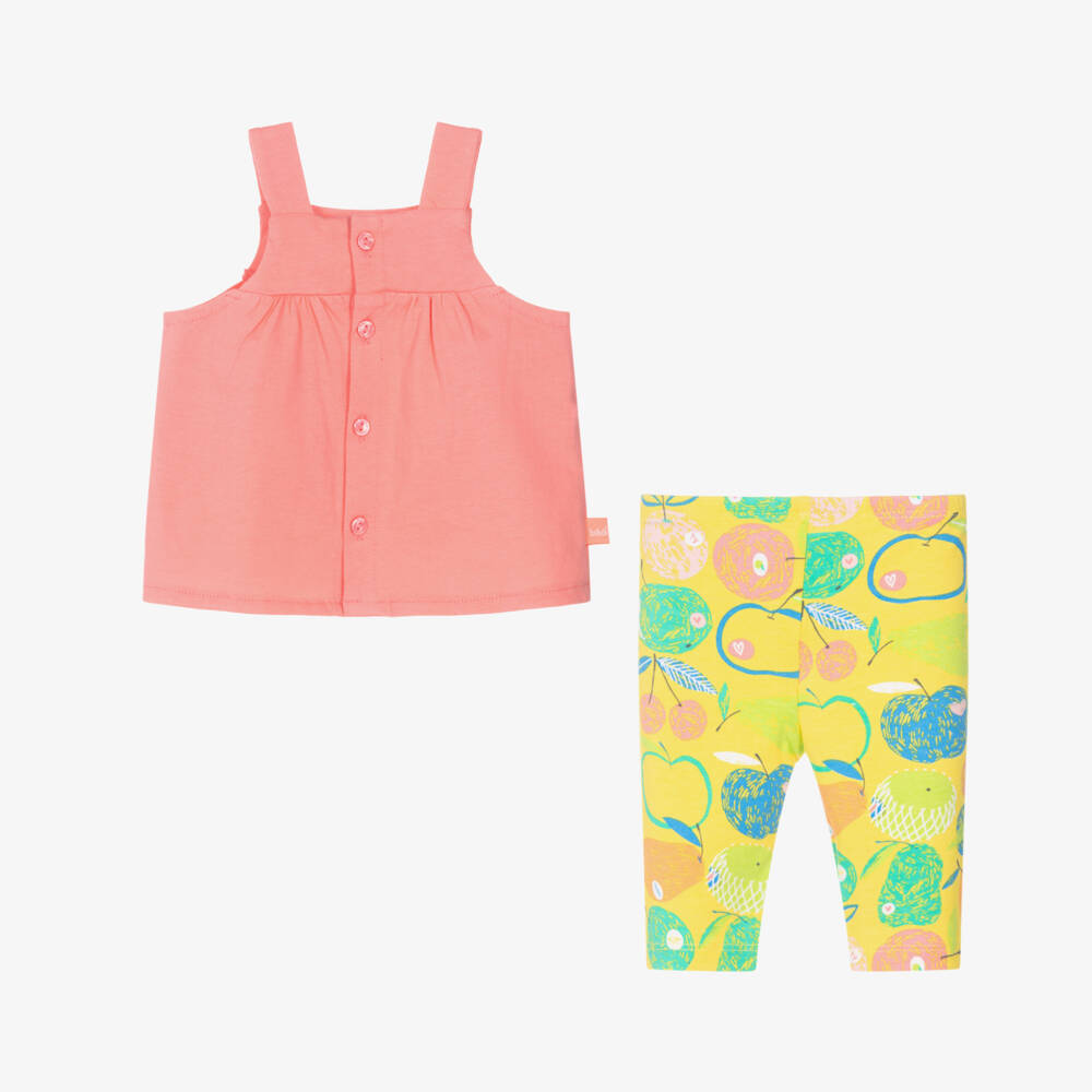Boboli-Girls Pink & Yellow Leggings Ensemble | Childrensalon Outlet