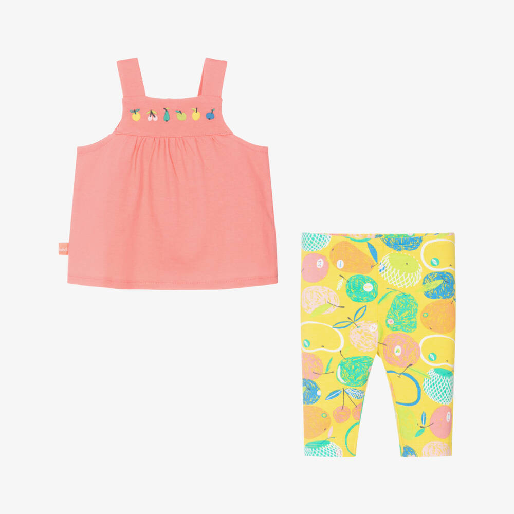 Boboli-Girls Pink & Yellow Leggings Ensemble | Childrensalon Outlet