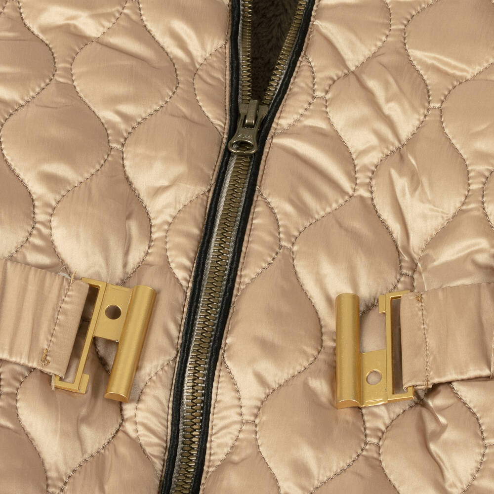 Boboli-Girls Quilted Gold Hooded Jacket | Childrensalon Outlet