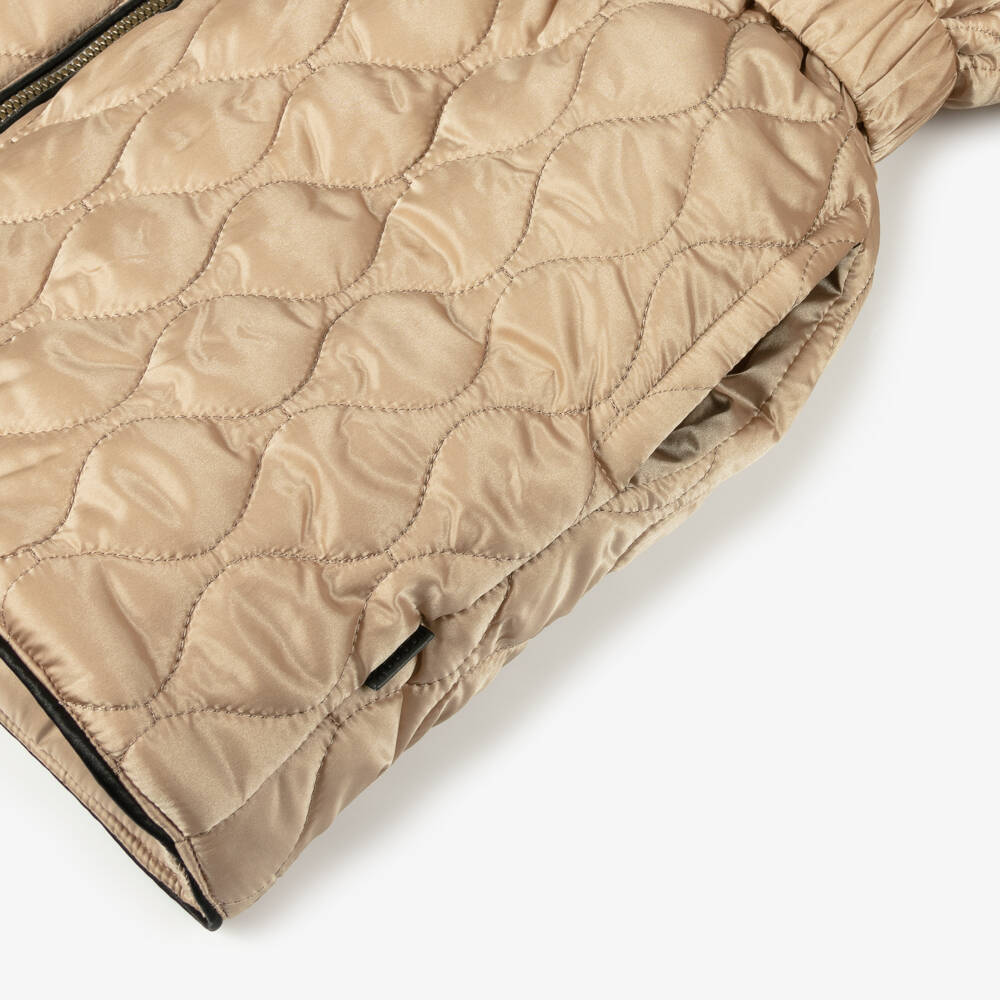 Boboli-Girls Quilted Gold Hooded Jacket | Childrensalon Outlet