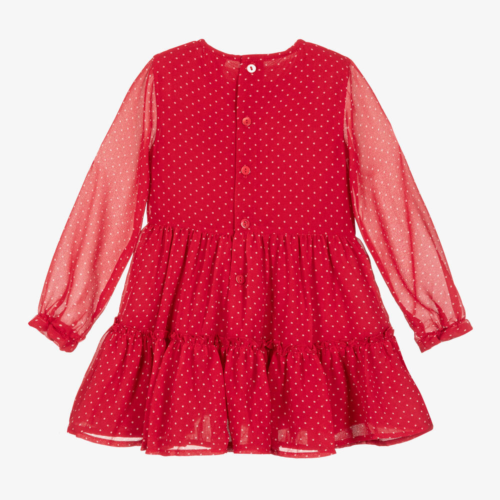 Boboli-Красное шифоновое платье в горошек | Childrensalon Outlet