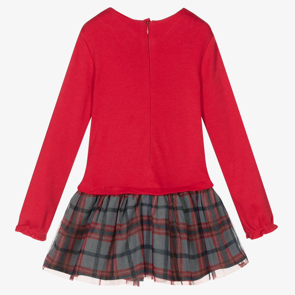 Boboli-طقم فستان قطن جيرسي لون أحمر | Childrensalon Outlet