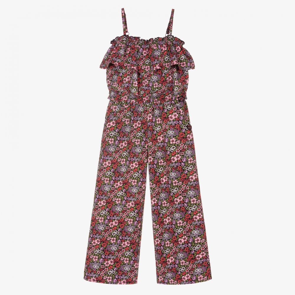 Boboli-Girls Red Floral Trouser Set | Childrensalon Outlet