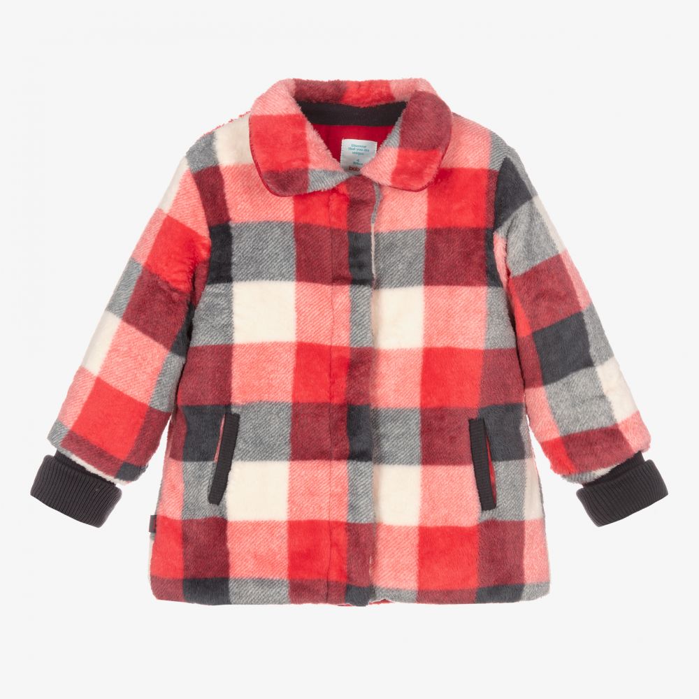 Boboli - Girls Red & Grey Check Coat | Childrensalon