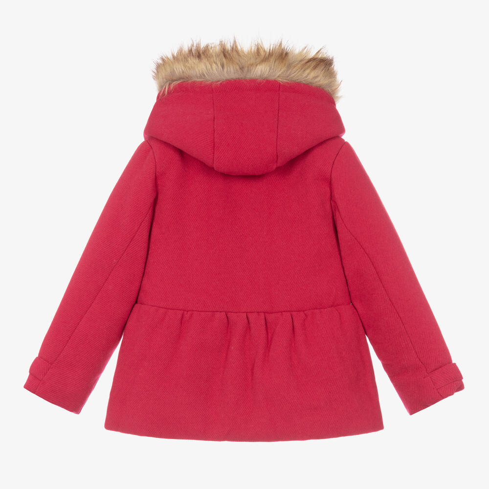 Boboli-Girls Red Hooded Coat | Childrensalon Outlet